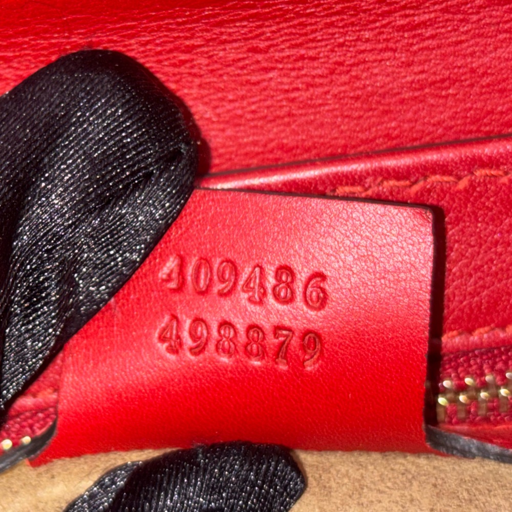 Large Gucci Pink & Red Leather Purse with Gold Lock/Key/Chain & COA - Picture 13 of 16